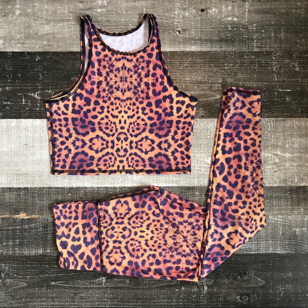 Teeki Cheetah Mermaid Tank and Leggings Medium